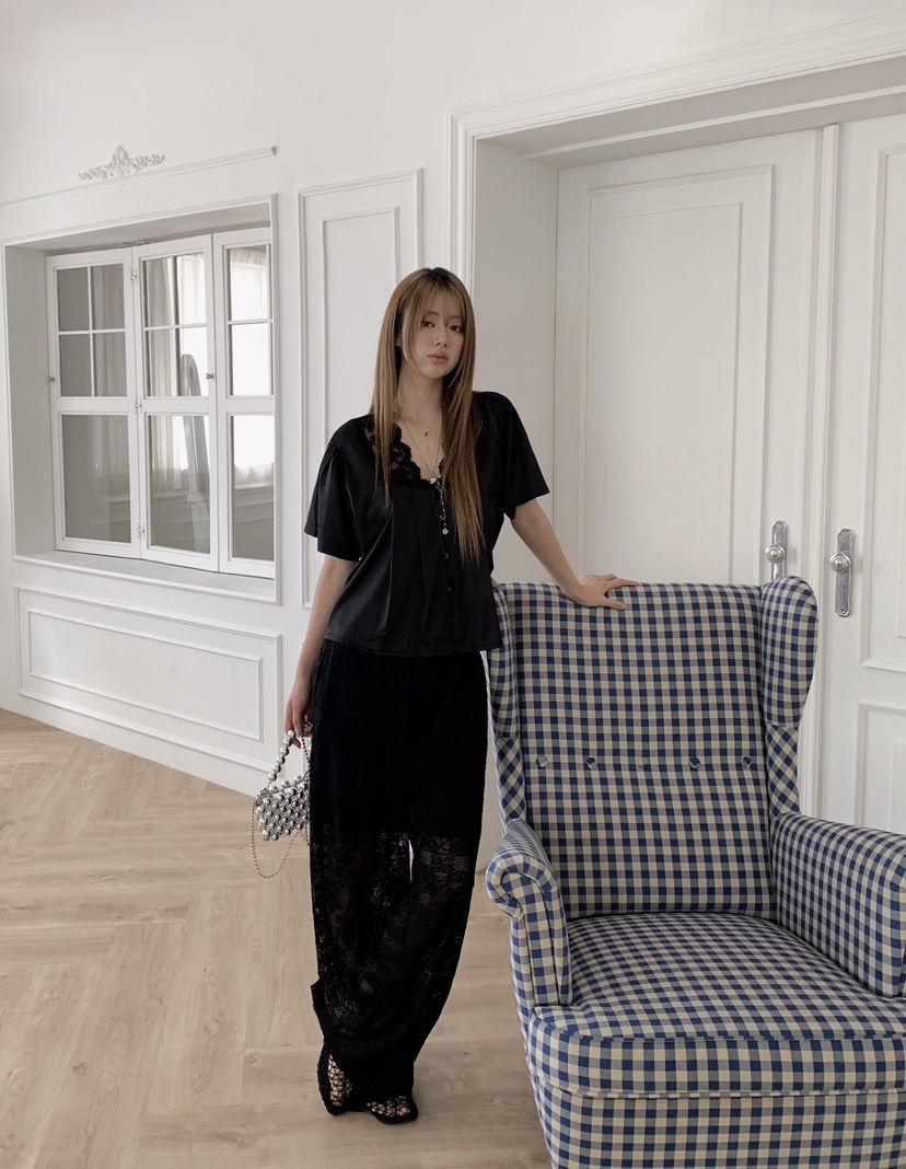 MAISONDEGLORY韓國直郵女裝新品休閑時尚職業襯衫蕾絲衫絲質MAISON DE GLORY襯衫/蕾絲衫
