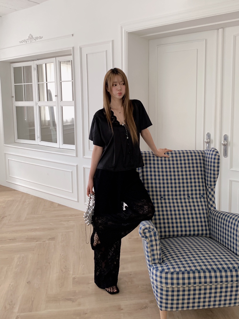 MAISONDEGLORY韓國直郵女裝新品休閑時尚職業襯衫蕾絲衫絲質MAISON DE GLORY襯衫/蕾絲衫
