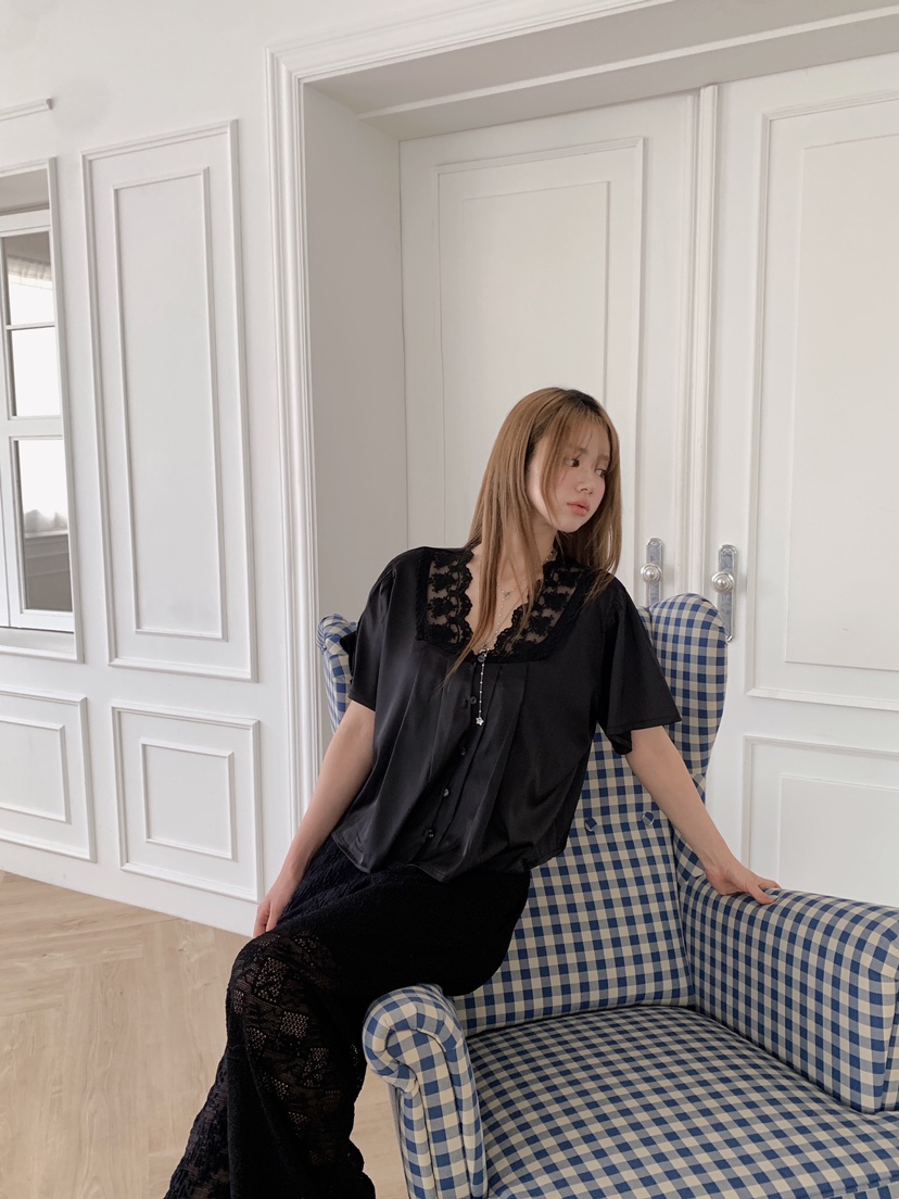 MAISONDEGLORY韓國直郵女裝新品休閑時尚職業襯衫蕾絲衫絲質MAISON DE GLORY襯衫/蕾絲衫