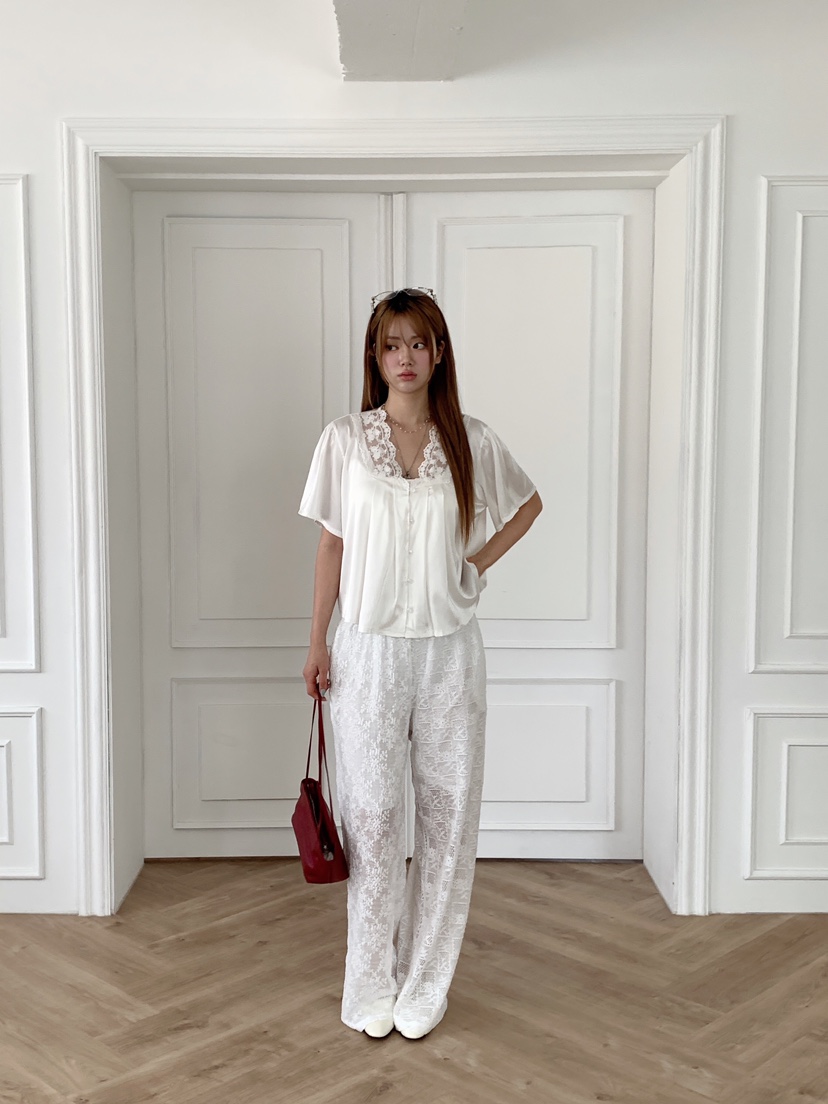 MAISONDEGLORY韓國直郵女裝新品休閑時尚職業襯衫蕾絲衫絲質MAISON DE GLORY襯衫/蕾絲衫