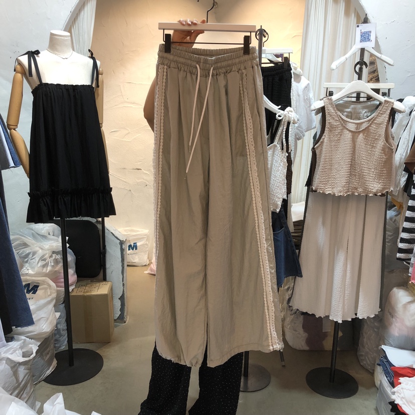 OZ韓國直郵實拍女士新品推薦26夏季人氣時尚熱賣休閑褲蕾絲OZ.ounce休閑褲圖色1