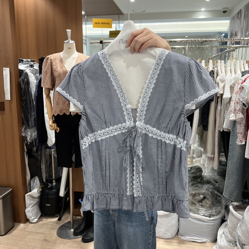OGI韓國代購女士新品推薦人氣26夏季熱賣休閑時尚襯衫蕾絲衫FLat OGI襯衫/蕾絲衫圖色1