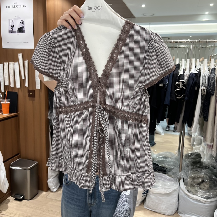 OGI韓國代購女士新品推薦人氣26夏季熱賣休閑時尚襯衫蕾絲衫FLat OGI襯衫/蕾絲衫圖色2