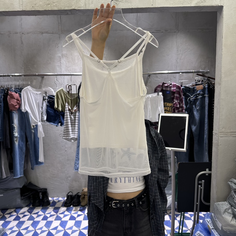 AMOUR韓國直郵女裝新品26夏季時尚吊帶背心假兩件雙層無袖AMOUR吊帶/背心