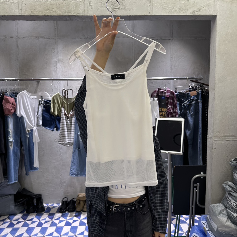 AMOUR韓國直郵女裝新品26夏季時尚吊帶背心假兩件雙層無袖AMOUR吊帶/背心圖色1