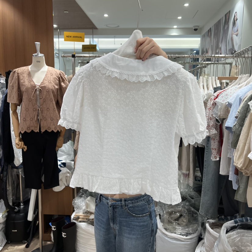 OGI韓國代購女士新款熱賣26夏季人氣休閑時尚推薦襯衫蕾絲衫FLat OGI襯衫/蕾絲衫