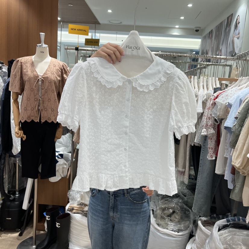 OGI韓國代購女士新款熱賣26夏季人氣休閑時尚推薦襯衫蕾絲衫FLat OGI襯衫/蕾絲衫圖色1
