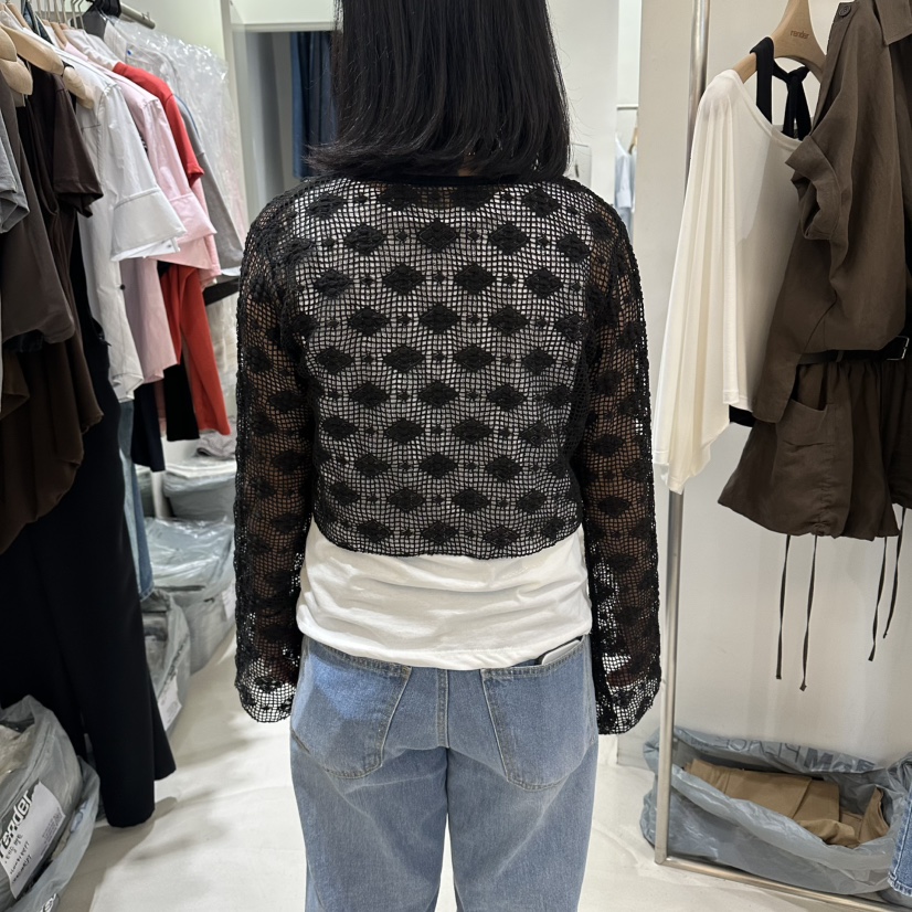 RENDER東大門實拍韓國女裝新款熱賣休閑襯衫蕾絲衫蕾絲開衫RENDER襯衫/蕾絲衫