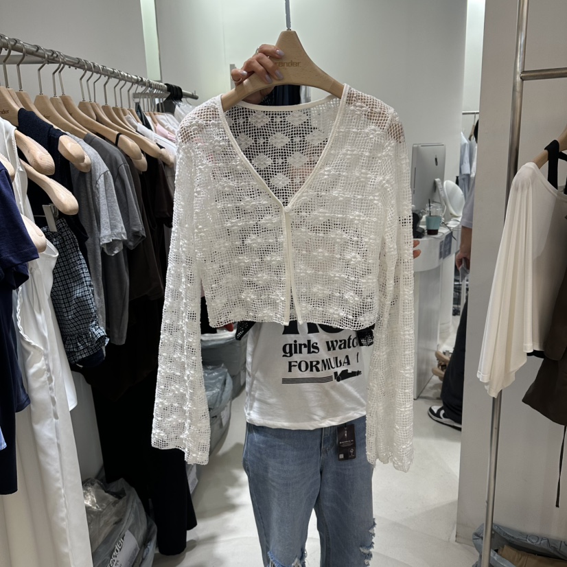 RENDER東大門實拍韓國女裝新款熱賣休閑襯衫蕾絲衫蕾絲開衫RENDER襯衫/蕾絲衫圖色1