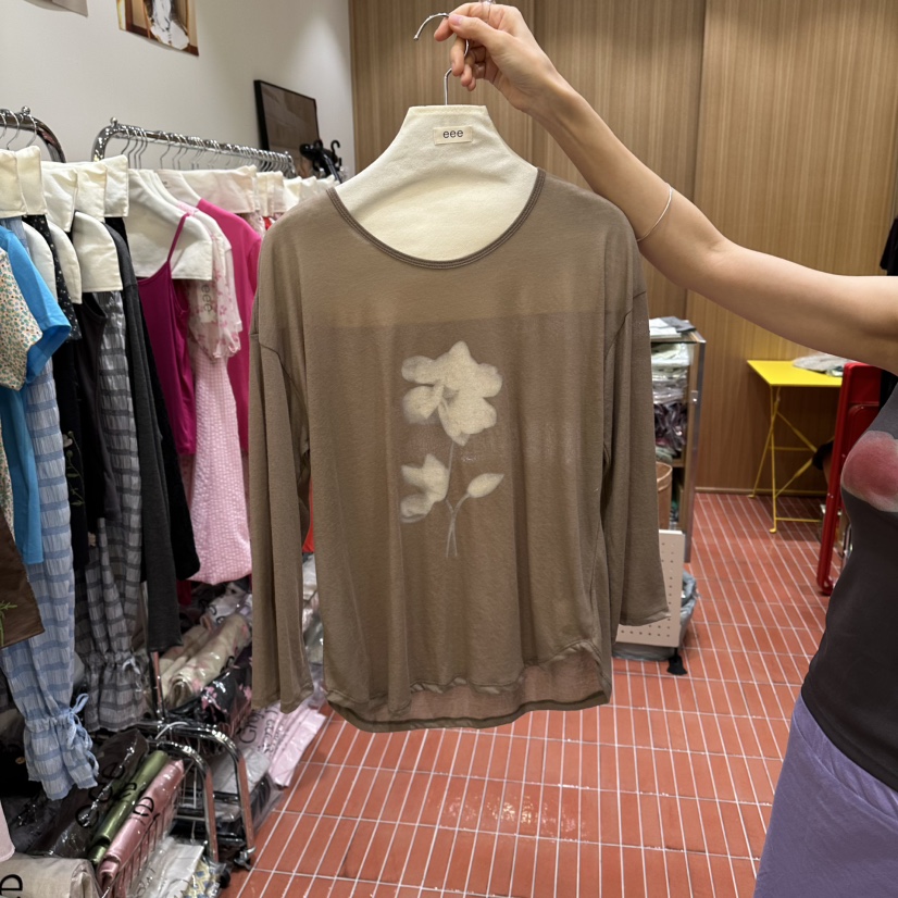 EEE東大門代購女士新品休閑26春夏人氣熱賣時尚真品長袖T恤EEE長袖T恤圖色2