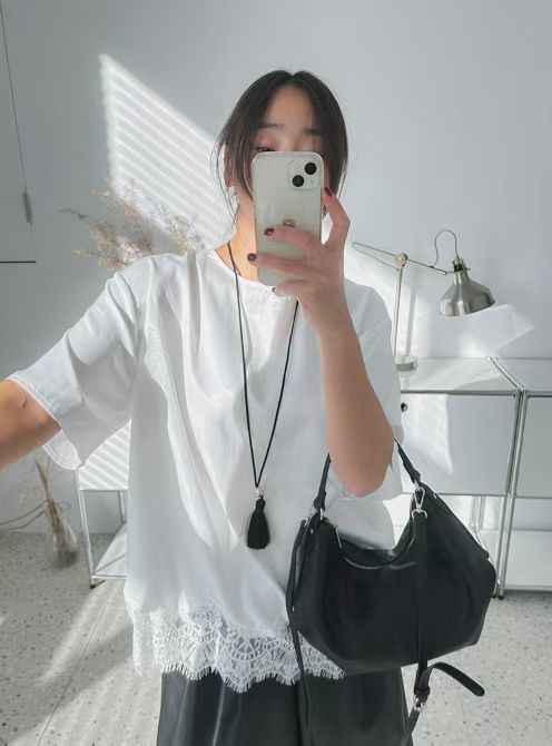 HAPER/COME OPEN韓國東大門直郵女士新款休閑襯衫蕾絲衫不含配飾HAPER/COME OPEN襯衫/蕾絲衫