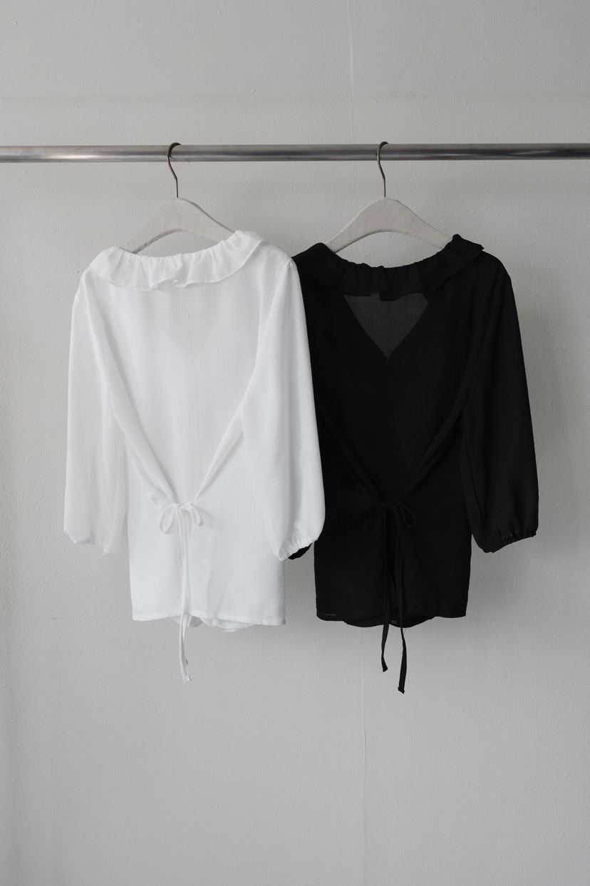 SORBET/FLAT WHITE韓國直郵女裝新品休閑襯衫蕾絲衫荷葉邊SORBET/FLAT WHITE襯衫/蕾絲衫