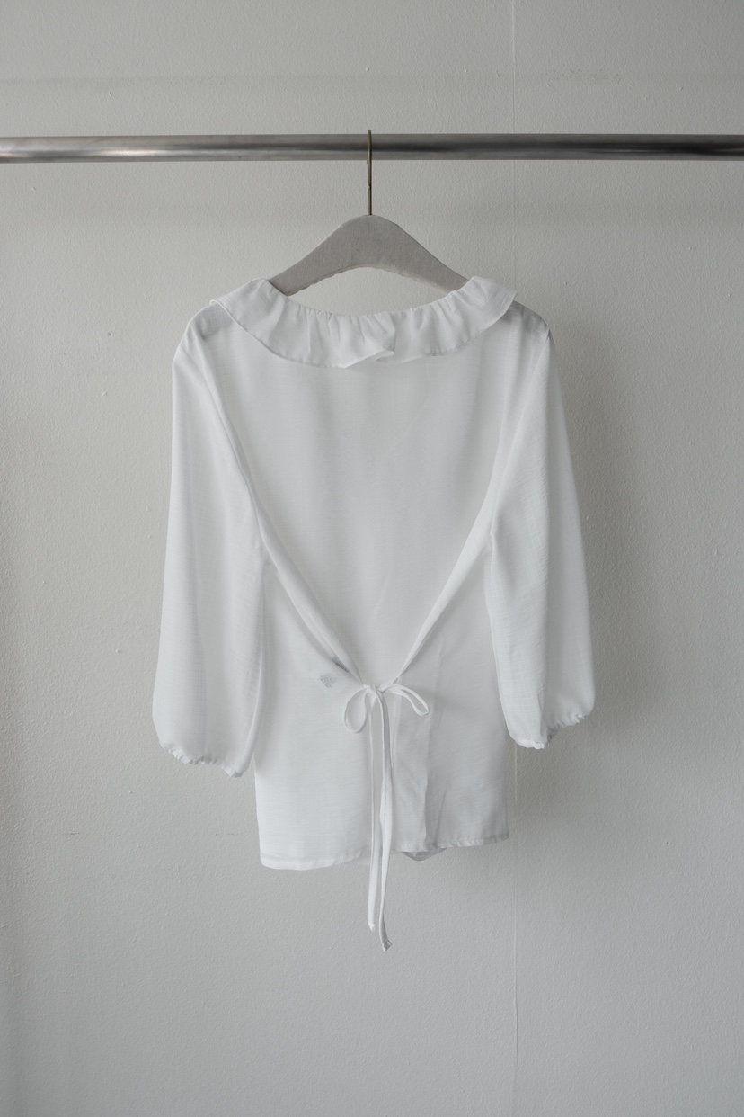 SORBET/FLAT WHITE韓國直郵女裝新品休閑襯衫蕾絲衫荷葉邊SORBET/FLAT WHITE襯衫/蕾絲衫