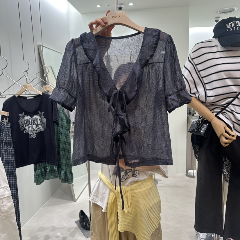 PART3韓國代購女士新款休閑26夏季熱賣人氣襯衫蕾絲衫荷葉邊Part.3襯衫/蕾絲衫圖色1