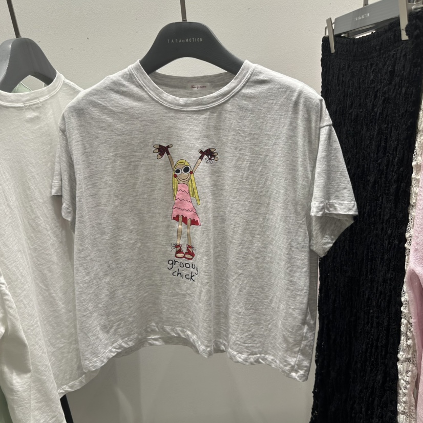 TARABY MOTION韓國直郵實拍女士新款休閑時尚人氣推薦T恤TARABY MOTIONT恤圖色4灰白色