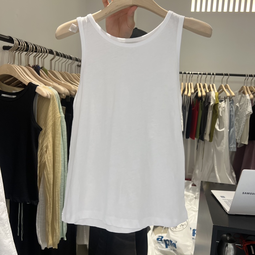 PLATE韓國直郵實拍女士新品休閑熱賣人氣時尚吊帶背心無袖ANOTHER PLATE MOOD WEAR吊帶/背心圖色2白色