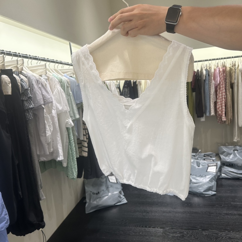 TOMGIRL東大門實拍韓國女裝新品推薦休閑人氣吊帶背心刺繡TOMGIRL吊帶/背心