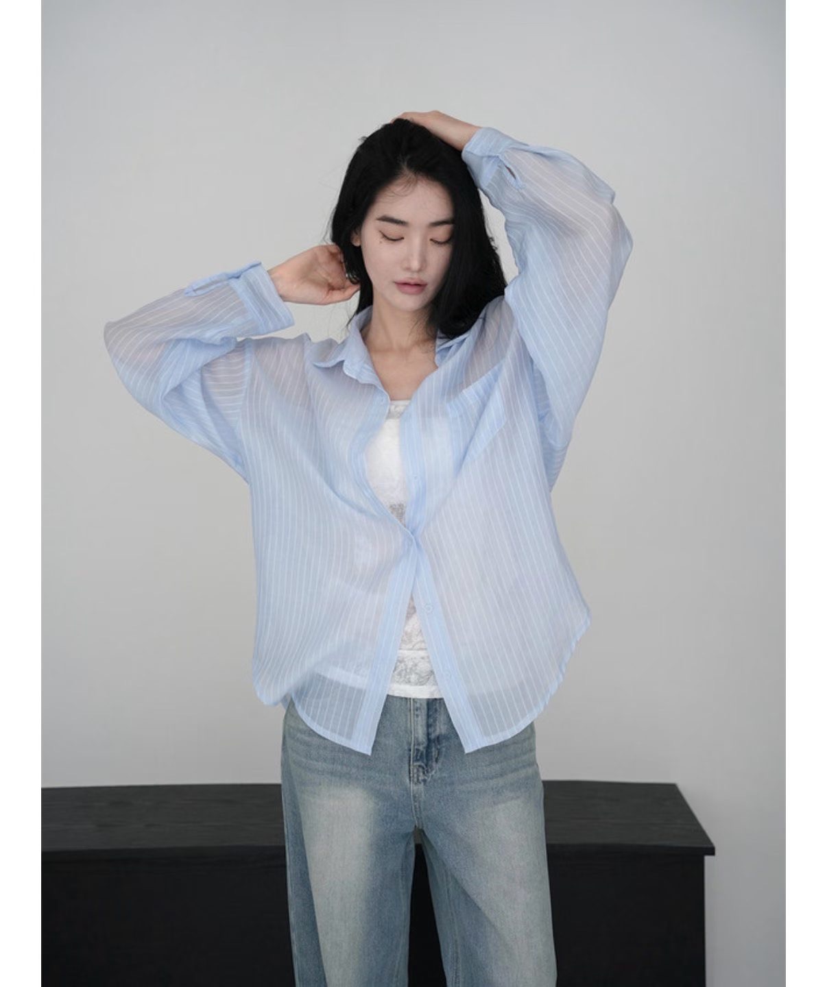 UNSANE東大門實拍韓國女裝新款26夏季熱賣襯衫蕾絲衫天絲UNSANE襯衫/蕾絲衫