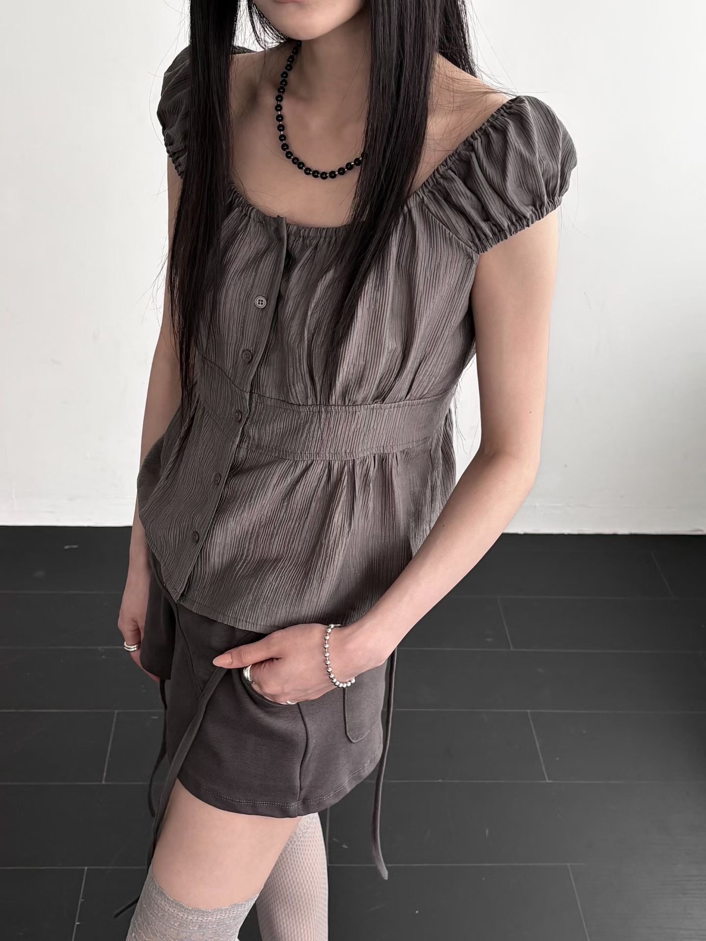 UNSANE韓國直郵實拍女士新款26夏季人氣休閑吊帶背心褶裥UNSANE吊帶/背心