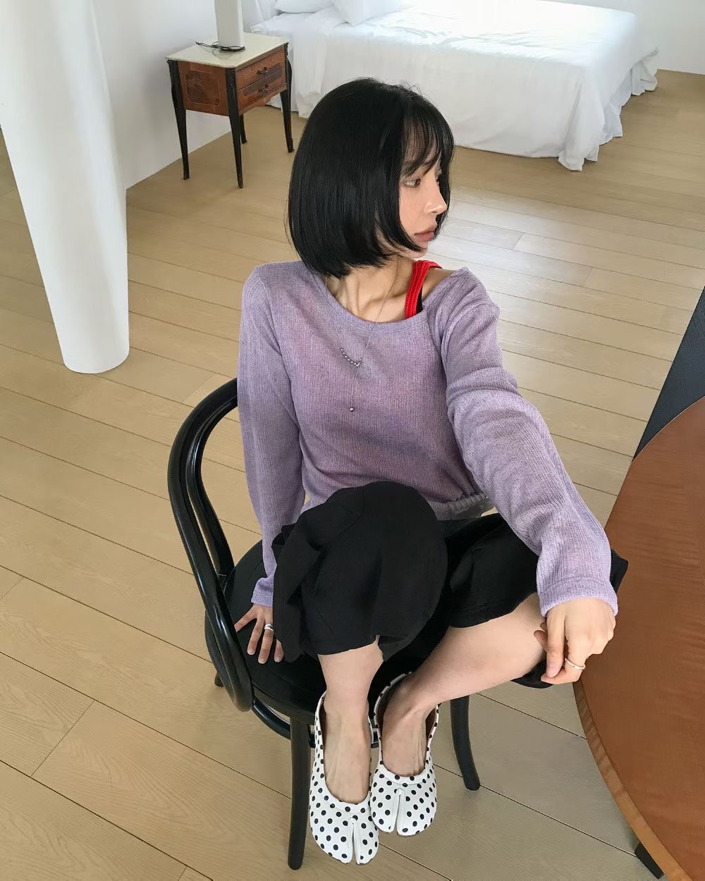 UNSANE東大門實拍韓國女裝新款時尚長袖T恤不含內搭亞麻布UNSANE長袖T恤