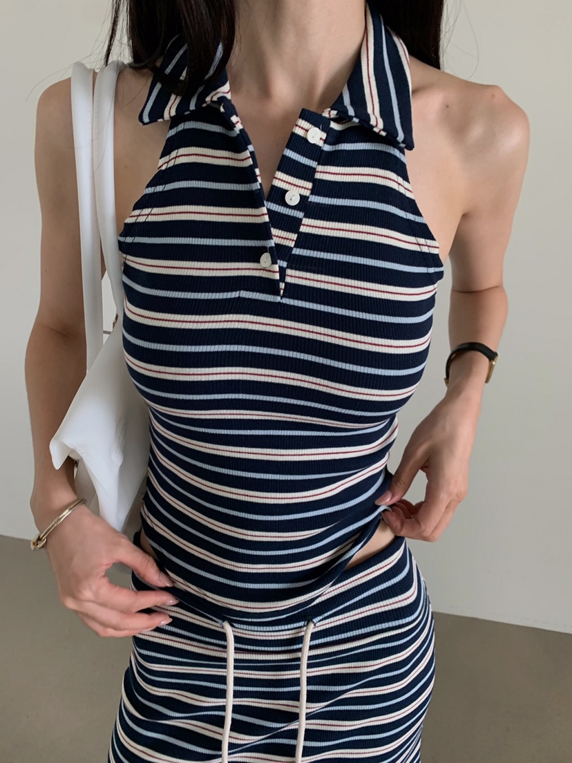 VERANDA東大門實拍女裝新品職業時尚熱賣真品26春夏長裙條紋VERANDA長裙