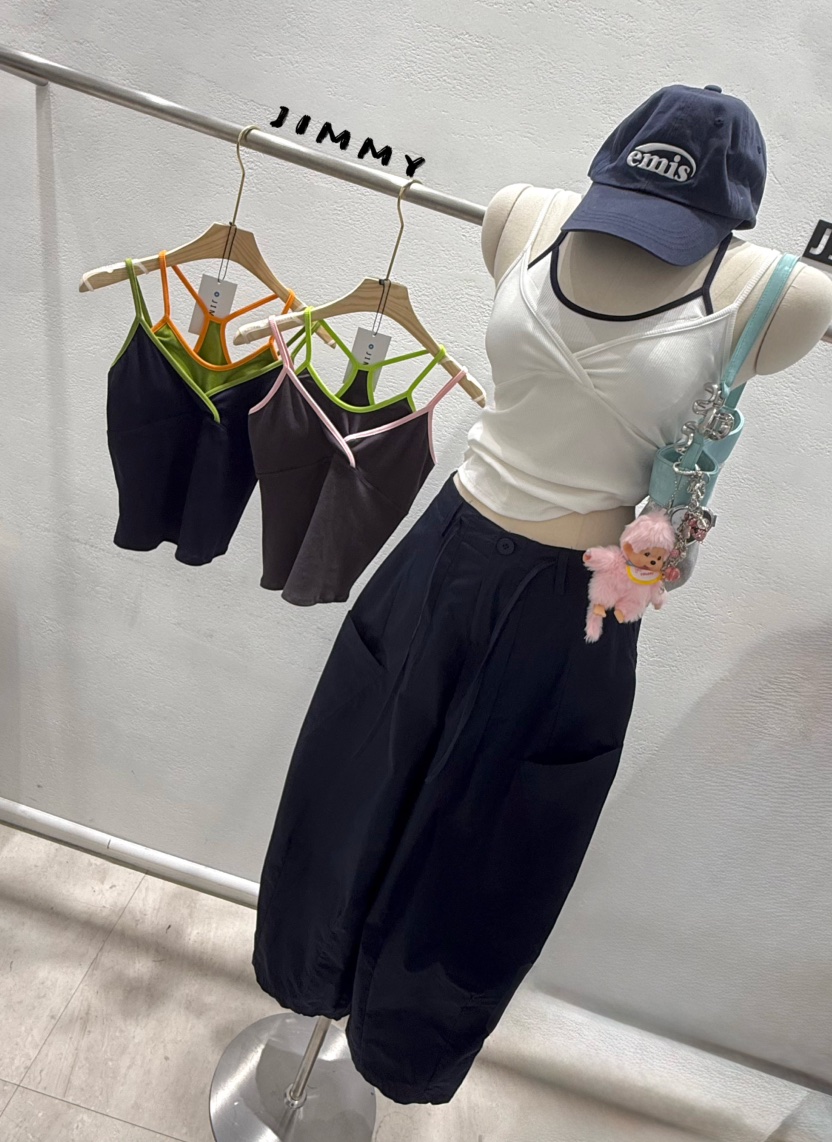 JIMMY東大門實拍女士新品人氣職業推薦熱賣吊帶背心撞色無袖JIMMY/REMAKE吊帶/背心