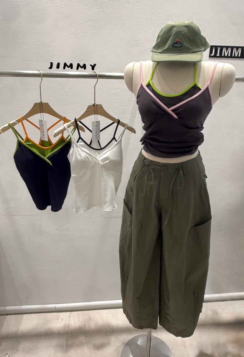 JIMMY東大門實拍女士新品人氣職業推薦熱賣吊帶背心撞色無袖JIMMY/REMAKE吊帶/背心