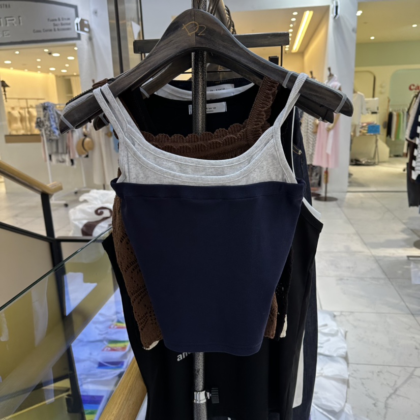 A2/D2韓國代購女士新款時尚休閑吊帶背心假兩件層疊羅紋A2/D2吊帶/背心圖色2