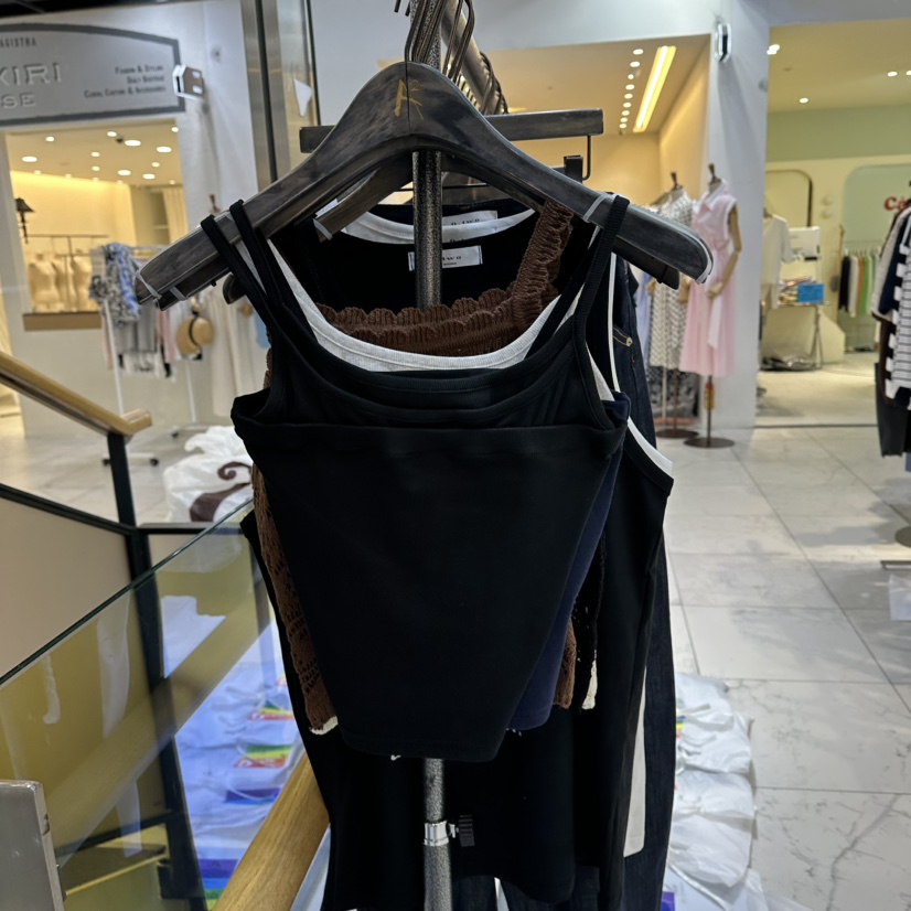 A2/D2韓國代購女士新款時尚休閑吊帶背心假兩件層疊羅紋A2/D2吊帶/背心圖色3