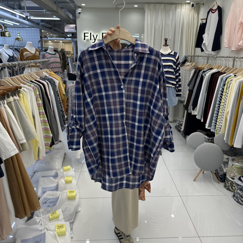 FLYFLY/LULULALLA/LIVE韓國代購女裝新品休閑襯衫蕾絲衫格紋FLYFLY/LULULALLA/LIVE襯衫/蕾絲衫圖色2