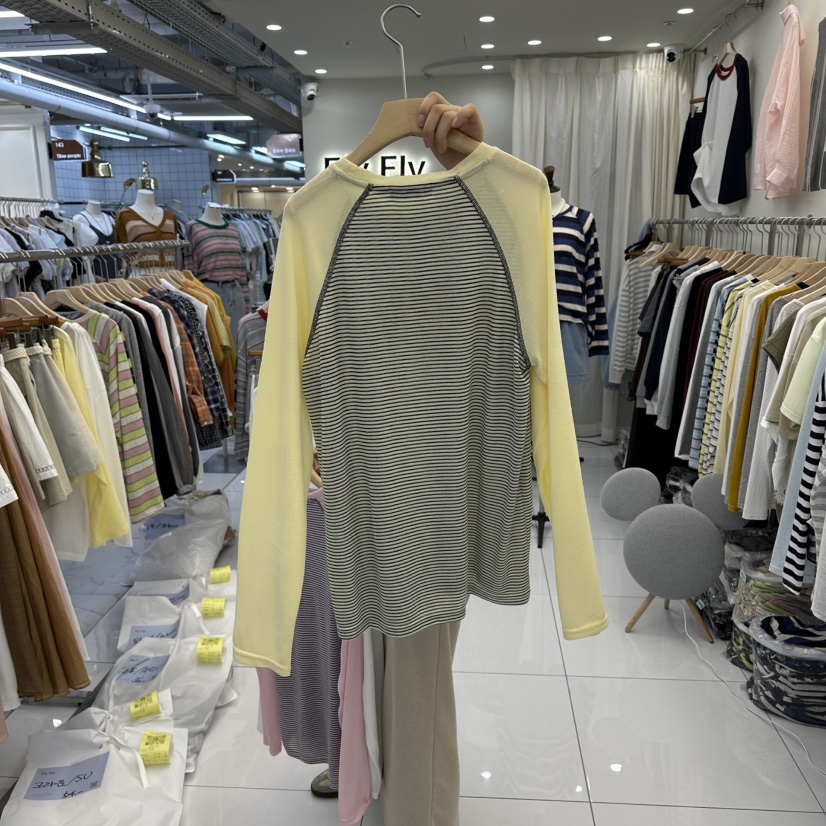 FLYFLY/LULULALLA/LIVE東大門實拍女裝新品熱賣長袖T恤插肩FLYFLY/LULULALLA/LIVE長袖T恤