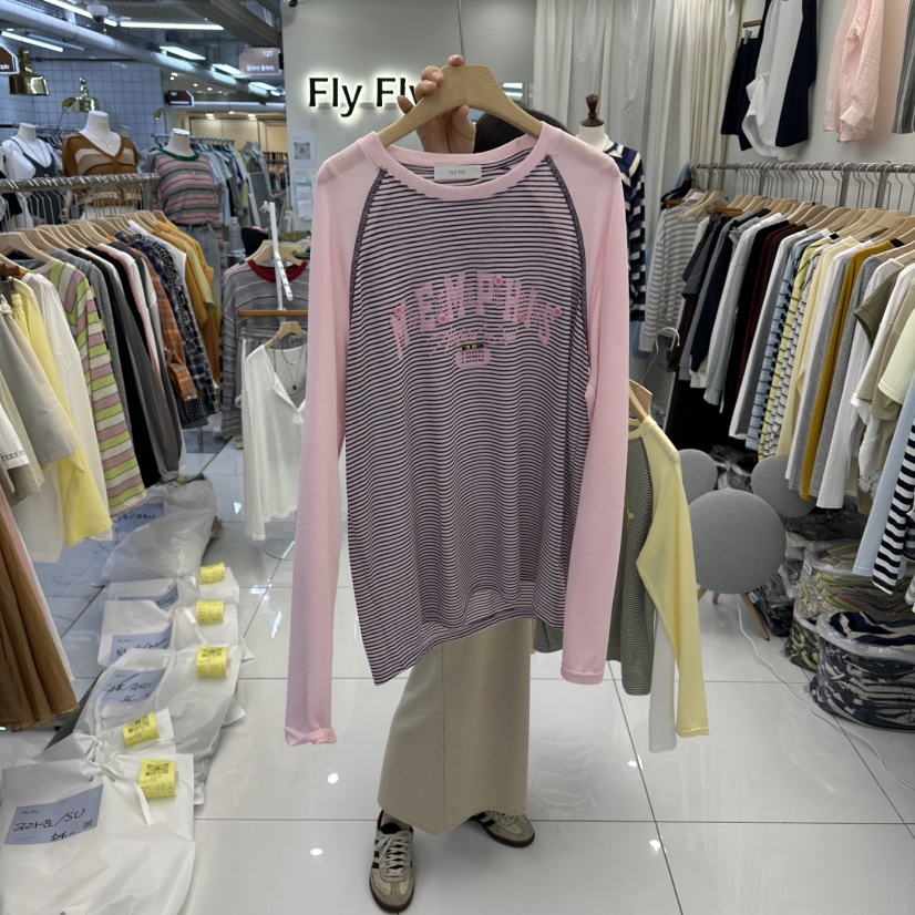FLYFLY/LULULALLA/LIVE東大門實拍女裝新品熱賣長袖T恤插肩FLYFLY/LULULALLA/LIVE長袖T恤圖色1
