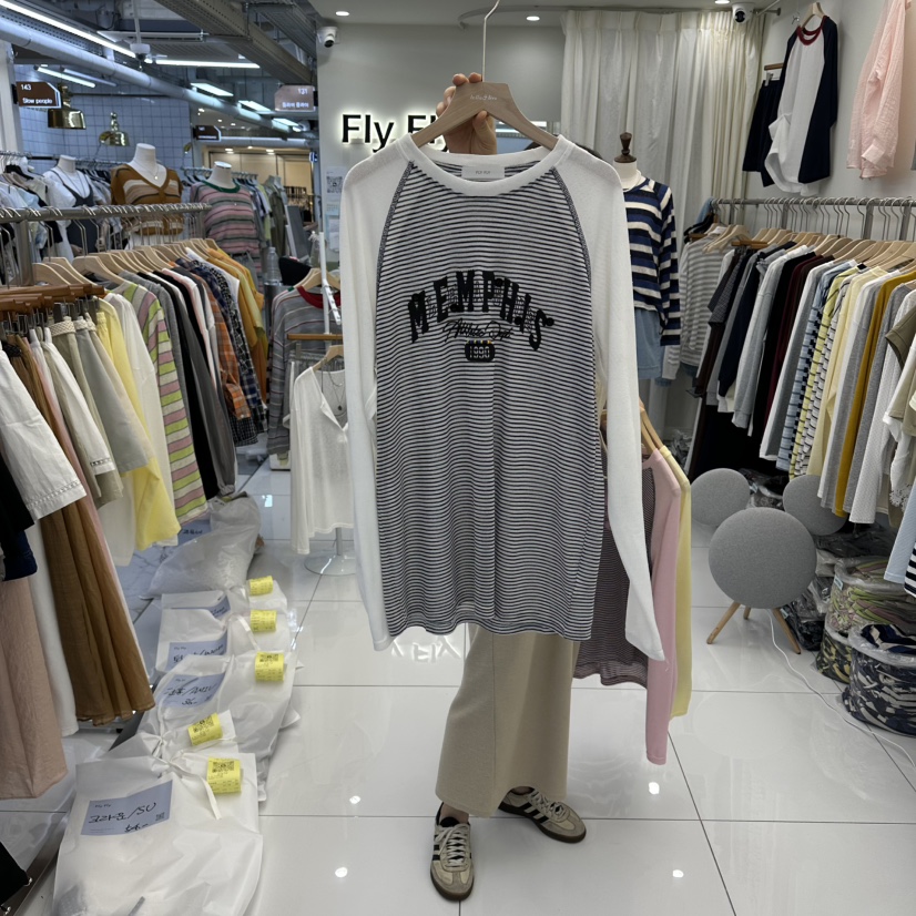 FLYFLY/LULULALLA/LIVE東大門實拍女裝新品熱賣長袖T恤插肩FLYFLY/LULULALLA/LIVE長袖T恤圖色2