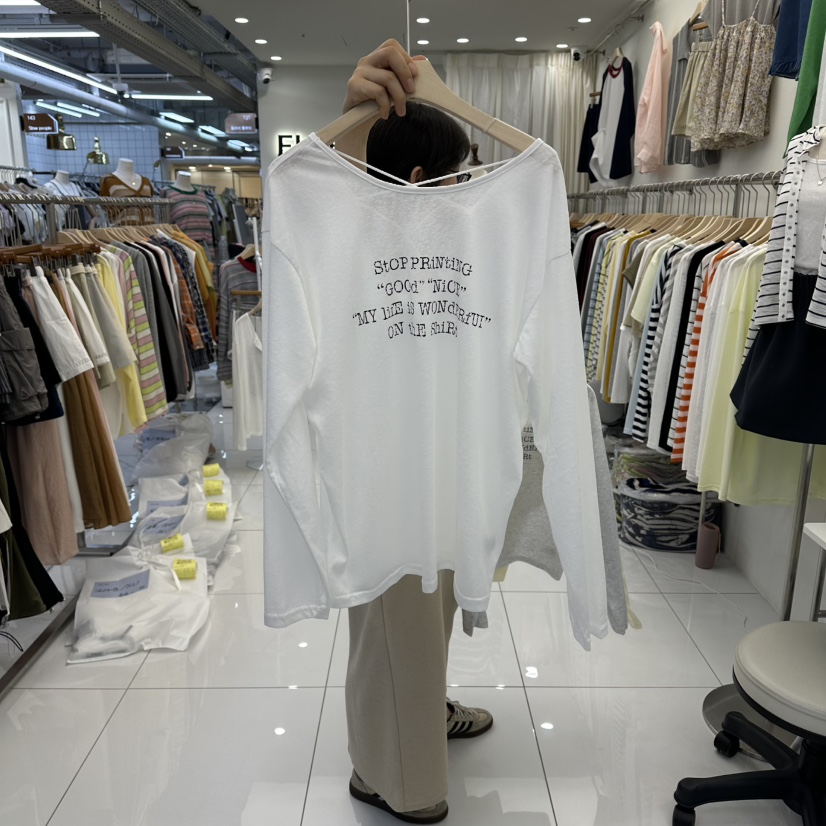FLYFLY/LULULALLA/LIVE韓國直郵女士新品推薦休閑長袖T恤FLYFLY/LULULALLA/LIVE長袖T恤圖色1白色
