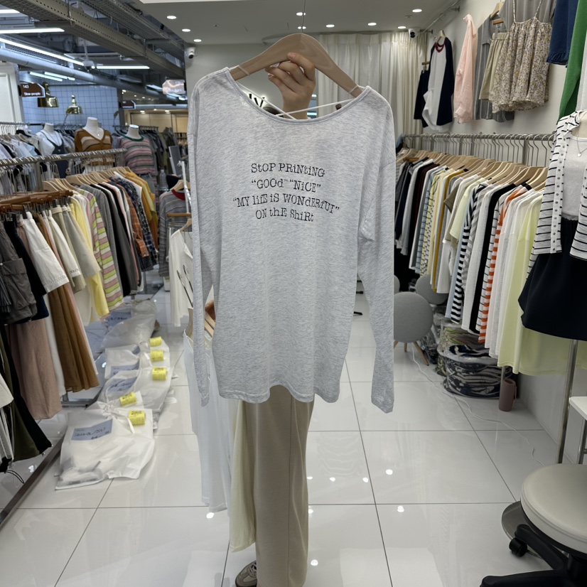 FLYFLY/LULULALLA/LIVE韓國直郵女士新品推薦休閑長袖T恤FLYFLY/LULULALLA/LIVE長袖T恤圖色3灰白色