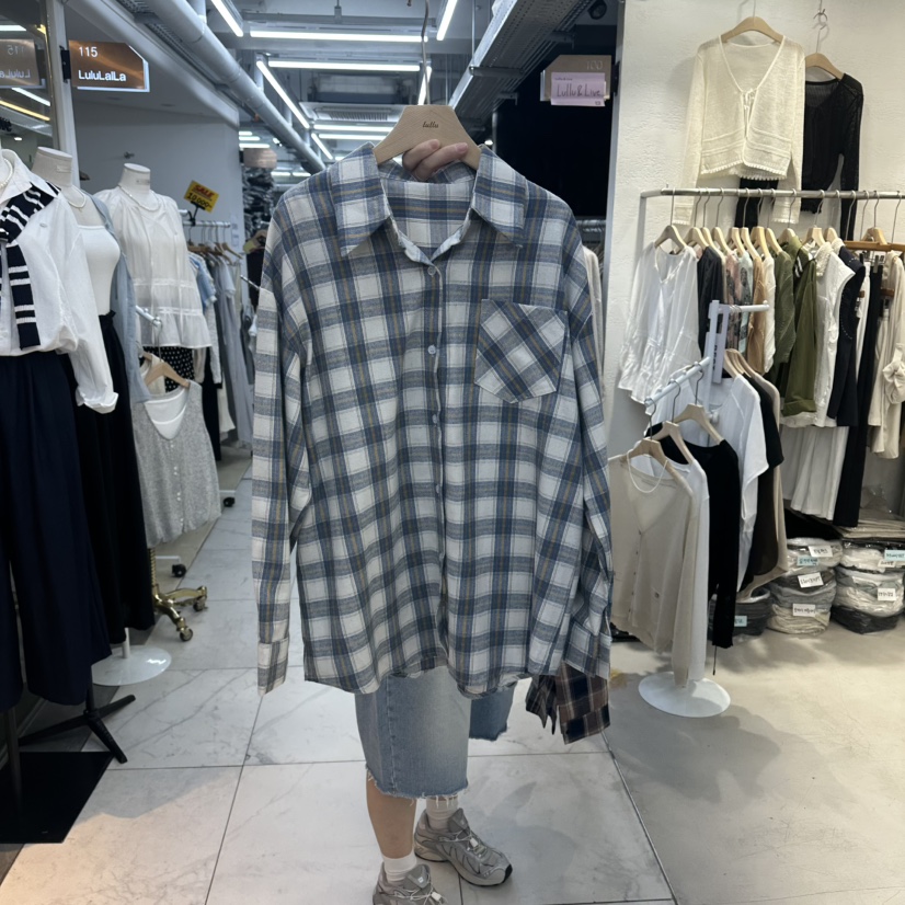 FLYFLY/LULULALLA/LIVE韓國直郵女裝新品休閑襯衫蕾絲衫格子FLYFLY/LULULALLA/LIVE襯衫/蕾絲衫圖色2