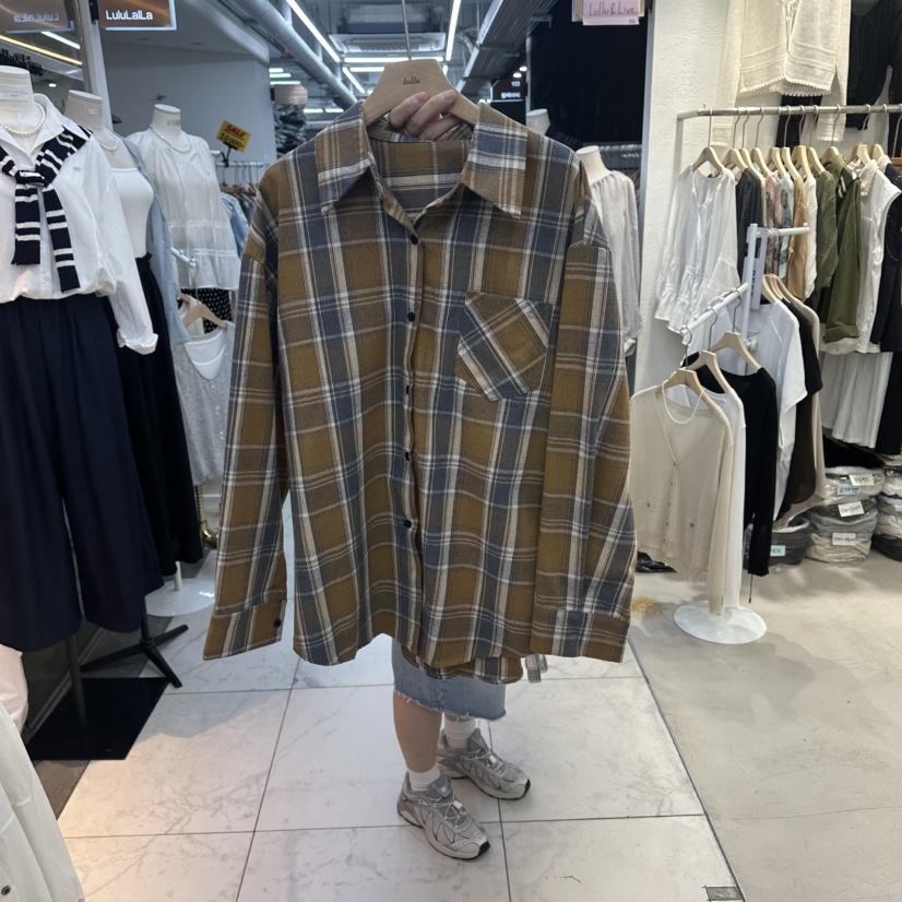 FLYFLY/LULULALLA/LIVE韓國直郵女裝新品休閑襯衫蕾絲衫格子FLYFLY/LULULALLA/LIVE襯衫/蕾絲衫圖色4