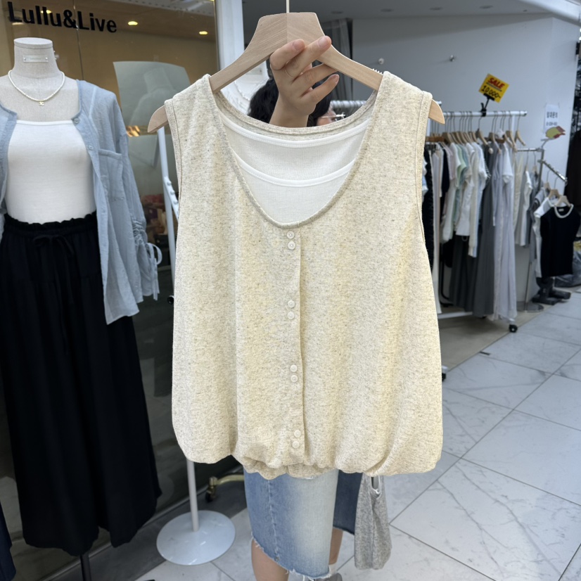 FLYFLY/LULULALLA/LIVE韓國代購女士新款熱賣吊帶背心假兩件FLYFLY/LULULALLA/LIVE吊帶/背心