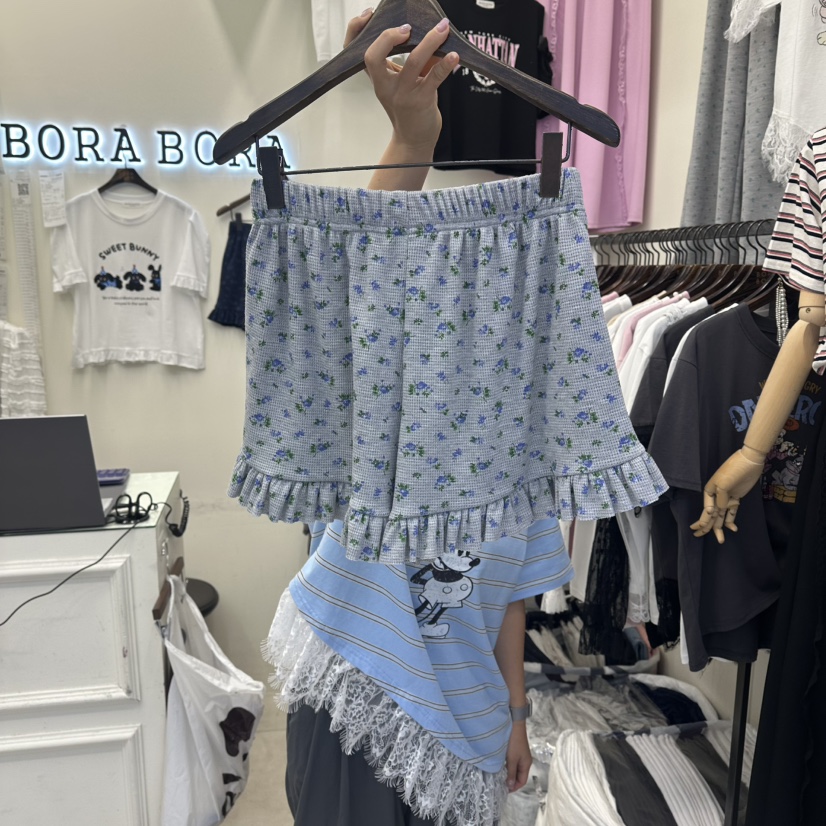 BORA BORA韓國直郵實拍女裝新品熱賣休閑人氣短褲華夫格BORA BORA短褲