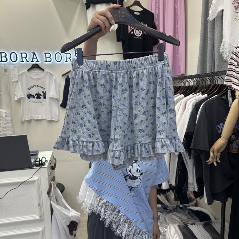 BORA BORA韓國直郵實拍女裝新品熱賣休閑人氣短褲華夫格BORA BORA短褲