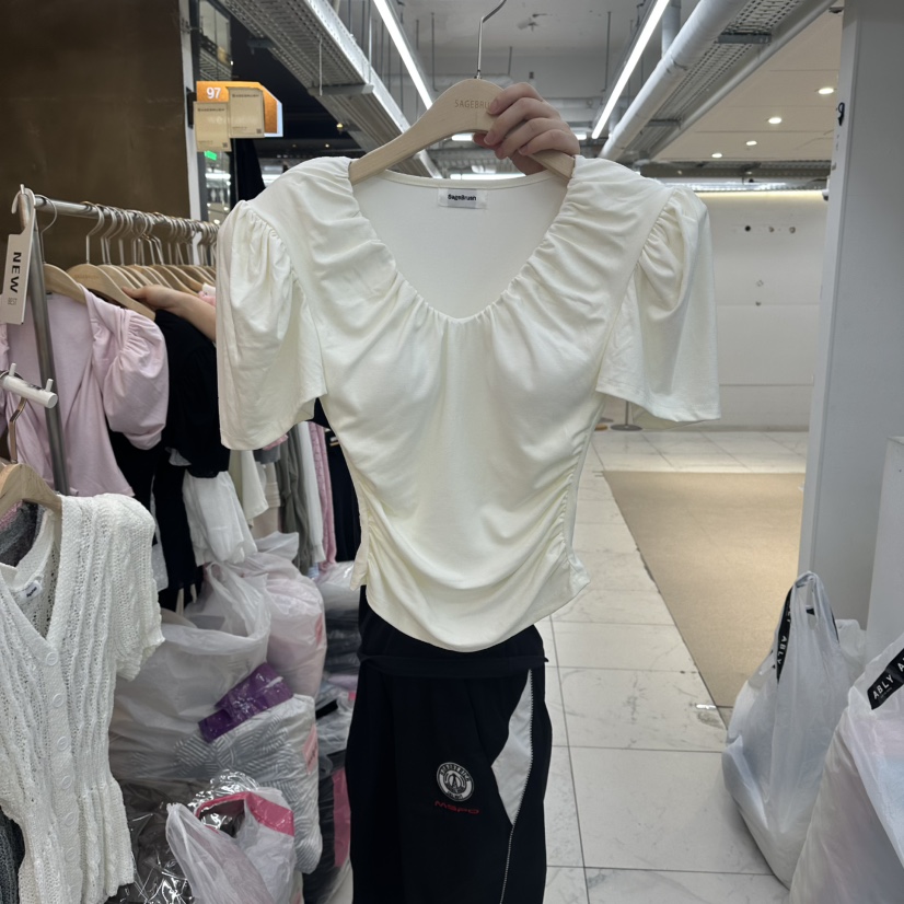 SAGE BRUSH韓國東大門代購女士新品人氣推薦時尚T恤褶皺SAGE BRUSHT恤圖色2