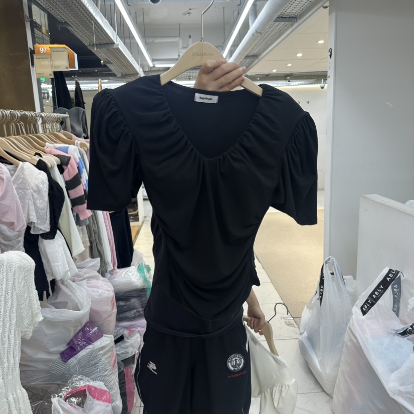 SAGE BRUSH韓國東大門代購女士新品人氣推薦時尚T恤褶皺SAGE BRUSHT恤圖色3