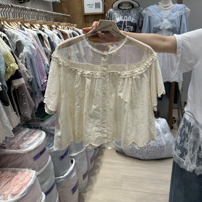 MARI CO韓國代購女裝新品推薦人氣熱賣襯衫蕾絲衫網眼開衫MARI CO襯衫/蕾絲衫圖色1