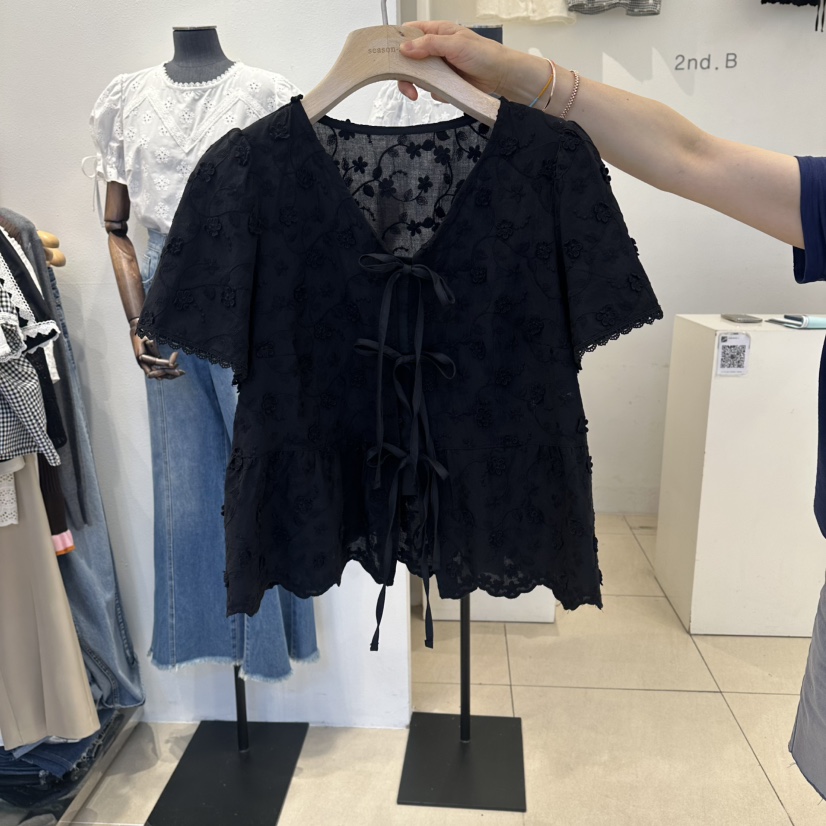 2nd B-S韓國直郵女裝新品人氣休閑推薦時尚襯衫蕾絲衫刺繡2nd B-S襯衫/蕾絲衫圖色2