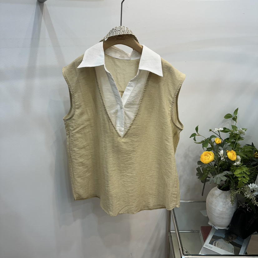 ABLESTUDIO東大門代購女士新款推薦襯衫蕾絲衫含腰帶亞麻ABLESTUDIO襯衫/蕾絲衫圖色2