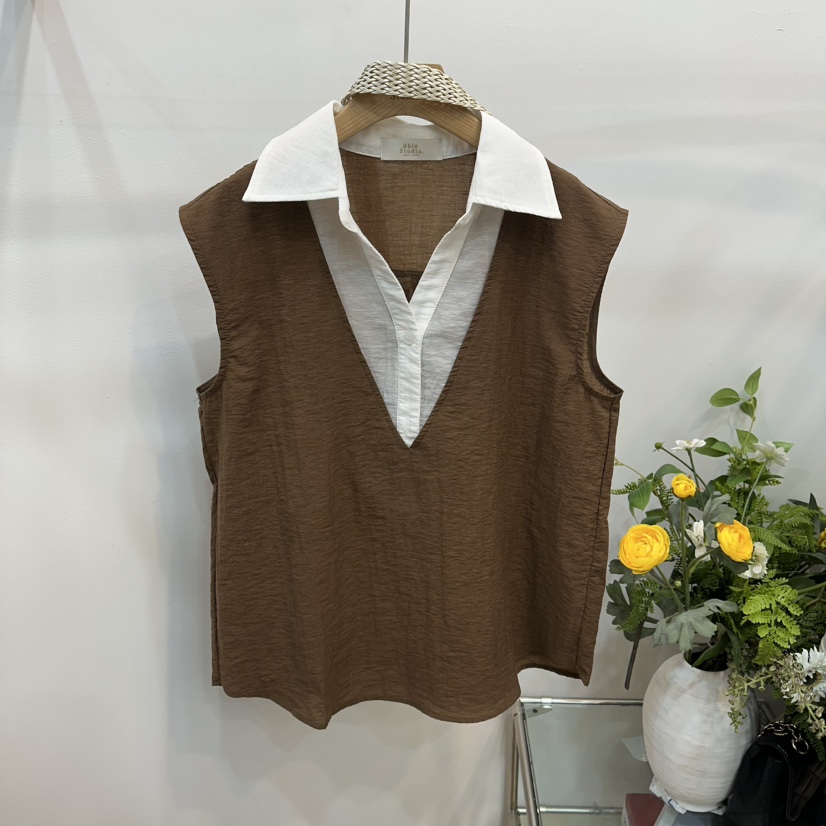 ABLESTUDIO東大門代購女士新款推薦襯衫蕾絲衫含腰帶亞麻ABLESTUDIO襯衫/蕾絲衫圖色3