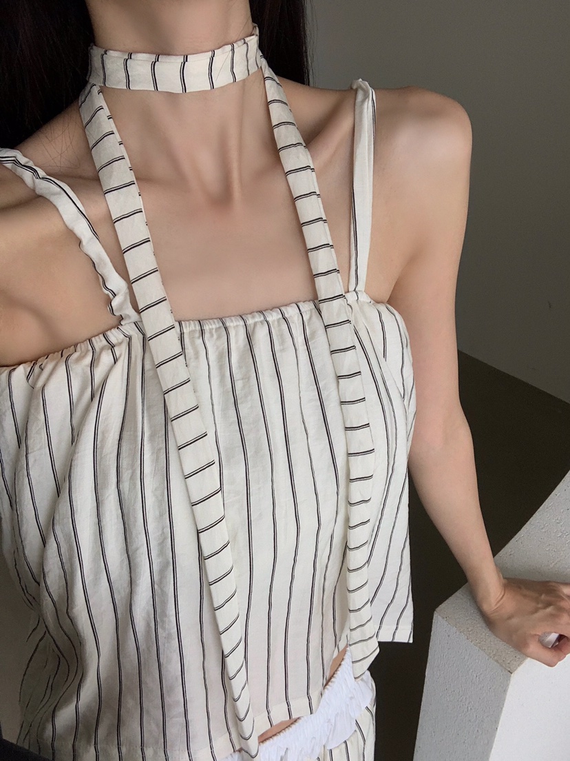 VERANDA韓國直郵實拍女裝新品推薦26夏季休閑吊帶背心含脖帶VERANDA吊帶/背心