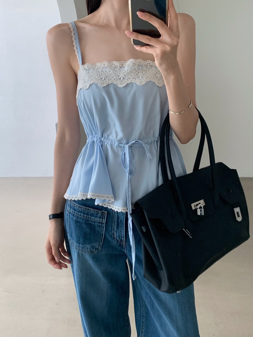 VERANDA韓國直郵女士新品推薦人氣26夏季休閑吊帶背心蕾絲VERANDA吊帶/背心