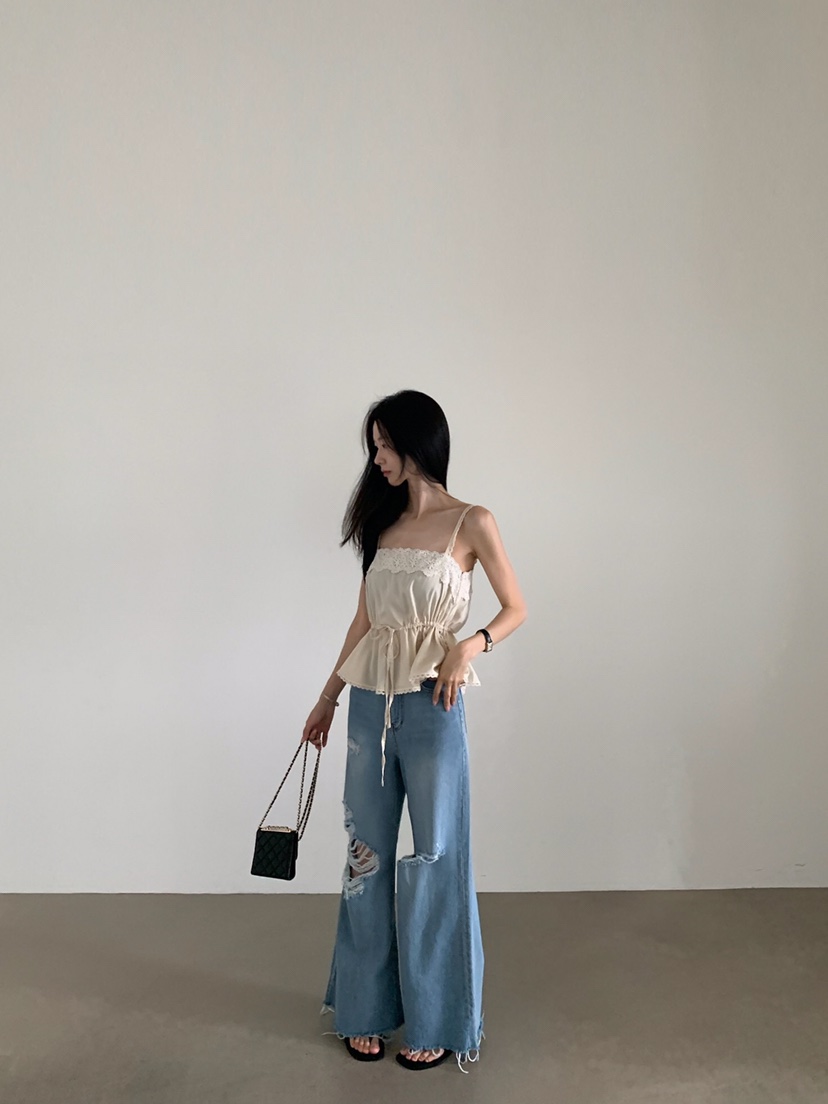 VERANDA韓國直郵女士新品推薦人氣26夏季休閑吊帶背心蕾絲VERANDA吊帶/背心