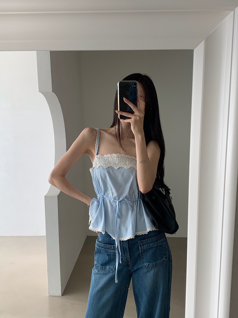 VERANDA韓國直郵女士新品推薦人氣26夏季休閑吊帶背心蕾絲VERANDA吊帶/背心